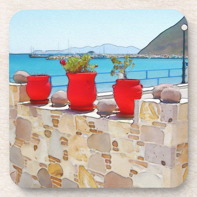 Watercolor sea view coaster (Front)
