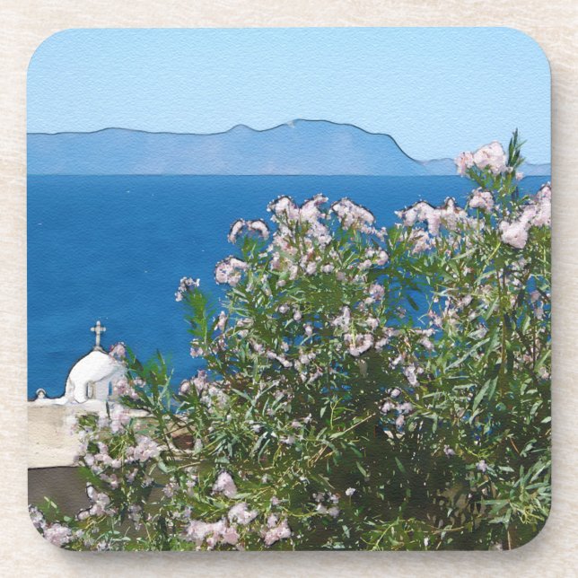 Watercolor sea view coaster (Front)