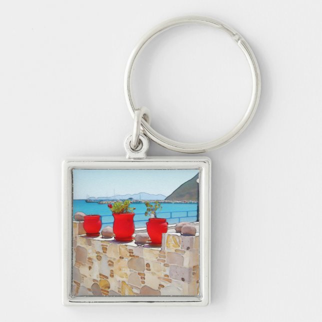 Watercolor sea view key ring (Front)