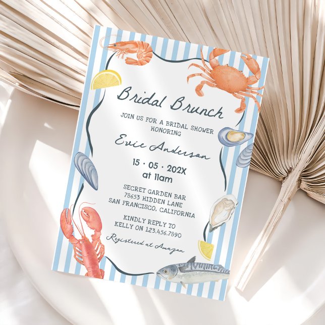 Watercolor Seafood Bridal Brunch Invitation (Creator Uploaded)