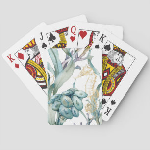 Watercolor Seahorse and Coral Reef Playing Cards