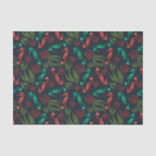 Watercolor Seahorse Blue Nautical Pattern Tissue Paper