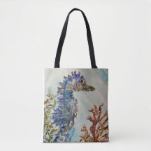 Watercolor Seahorse Double-sided Tote