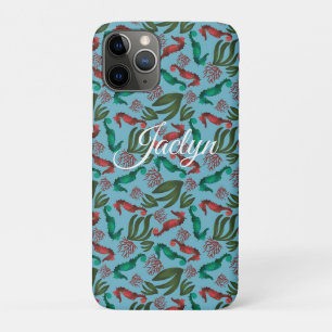 Watercolor Seahorse Nautical Personalised iPhone 11 Pro Case