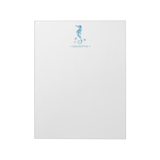 Watercolor Seahorse Personalised Stationery Notepad (Rotated)