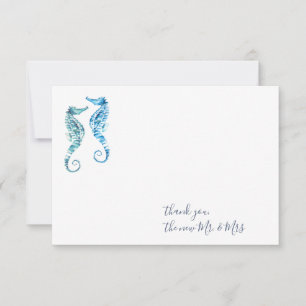 Watercolor Seahorse Thank You Stationery Card