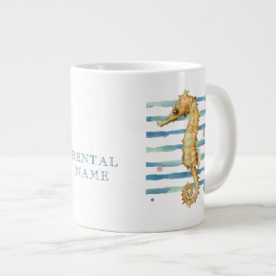 WATERCOLOR SEAHORSE VACATION RENTAL LARGE COFFEE MUG