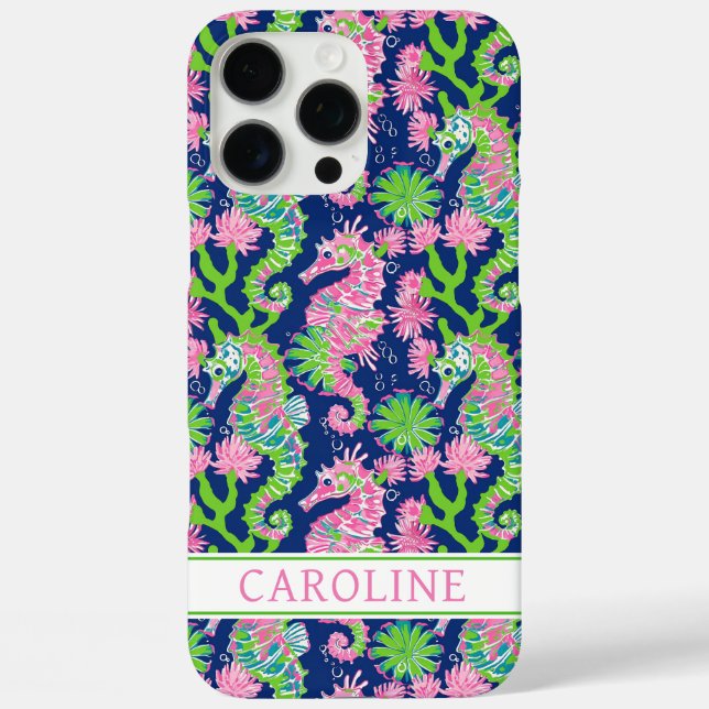 Watercolor Seahorses Monogrammed Case-Mate iPhone Case (Back)