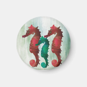 Watercolor Seahorses Nautical Magnet