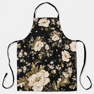 Watercolor seamless delicate flowers pattern with apron
