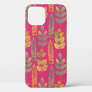watercolor seamless floral pattern background text iPhone 12 case