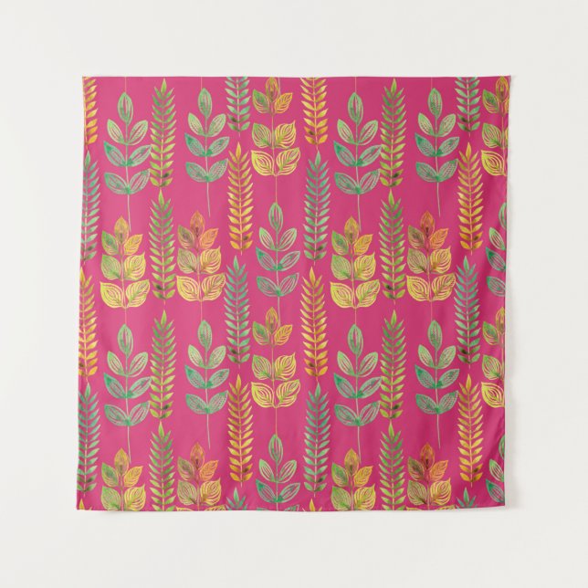 watercolor seamless floral pattern background text tapestry (Front)