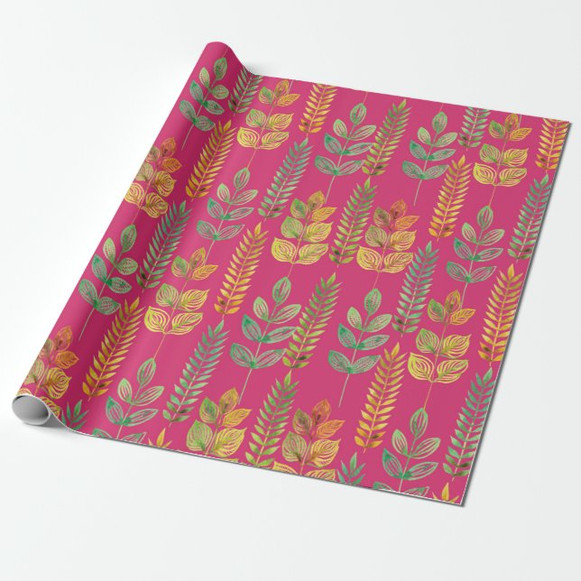 watercolor seamless floral pattern background text wrapping paper (Unrolled)