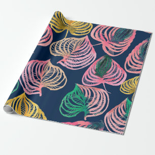 Watercolor seamless floral pattern grass branches wrapping paper
