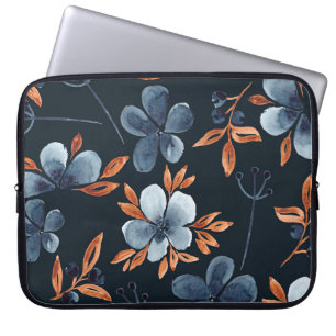 Watercolor seamless floral pattern with indigo flo laptop sleeve