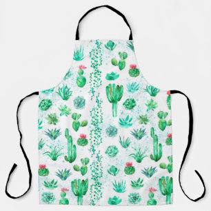 Watercolor seamless pattern background with succul apron