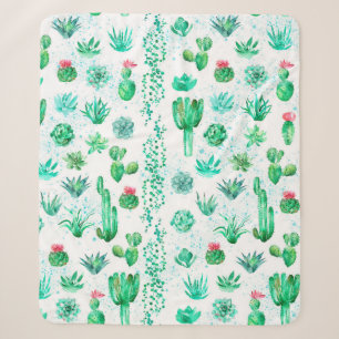 Watercolor seamless pattern background with succul sherpa blanket