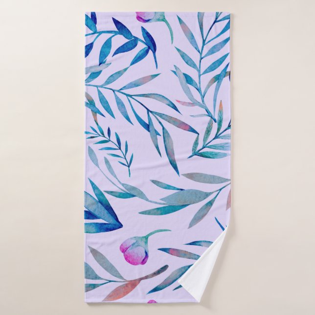 Watercolor seamless pattern. Botanical ornament. L Bath Towel (Bath Towel)