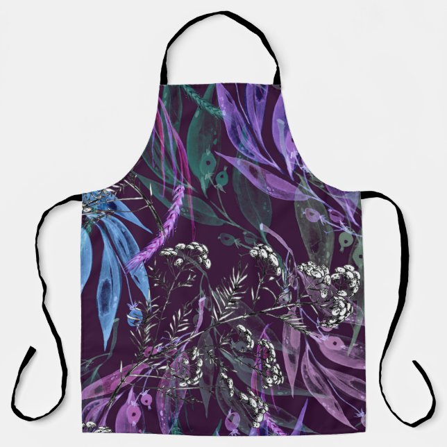 Watercolor seamless pattern. Branch with berry Wat Apron (Front)