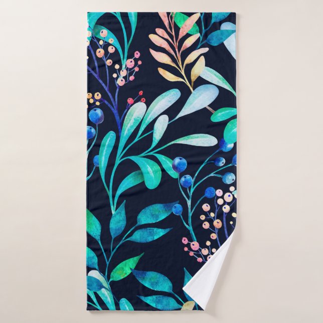 Watercolor seamless pattern. Complicated botanical Bath Towel (Bath Towel)