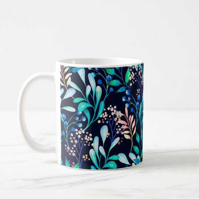 Watercolor seamless pattern. Complicated botanical Coffee Mug (Left)