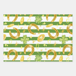 Watercolor Seamless Pattern Cute St Patricks Day Wrapping Paper Sheet