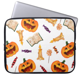 Watercolor seamless pattern happy halloween holida laptop sleeve