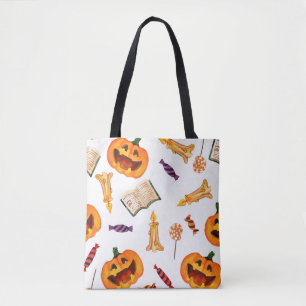 Watercolor seamless pattern happy halloween holida tote bag