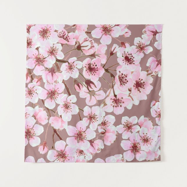 Watercolor seamless pattern made of cherry blossom tapestry (Front)