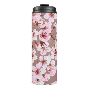 Watercolor seamless pattern made of cherry blossom thermal tumbler