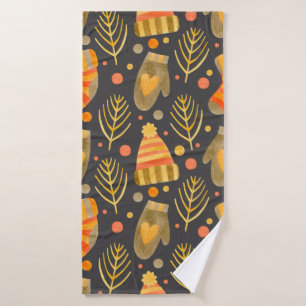 Watercolor seamless pattern new year, merry christ bath towel