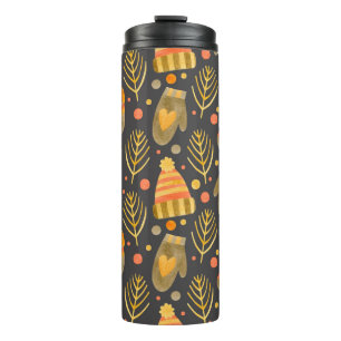 Watercolor seamless pattern new year, merry christ thermal tumbler