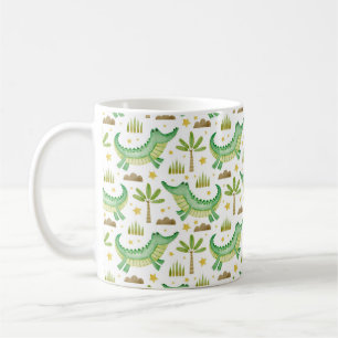 Watercolor seamless pattern of crocodile palm tree coffee mug