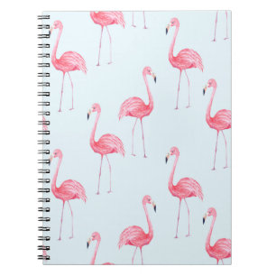 Watercolor seamless pattern of flamingo on pastel notebook