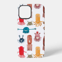 Watercolor seamless pattern of funny monsters and