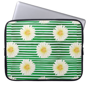 Watercolor seamless pattern of green stripes and c laptop sleeve