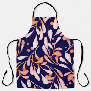 Watercolor seamless pattern. Rustic botanical dark Apron