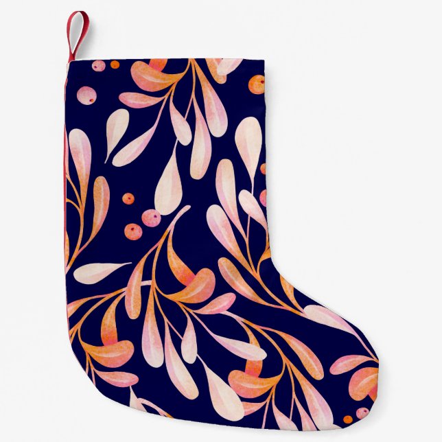 Watercolor seamless pattern. Rustic botanical dark Small Christmas Stocking (Front)