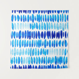 Watercolor seamless pattern with blue raindrops tapestry
