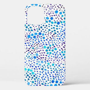 Watercolor seamless pattern with blue spots iPhone 12 case