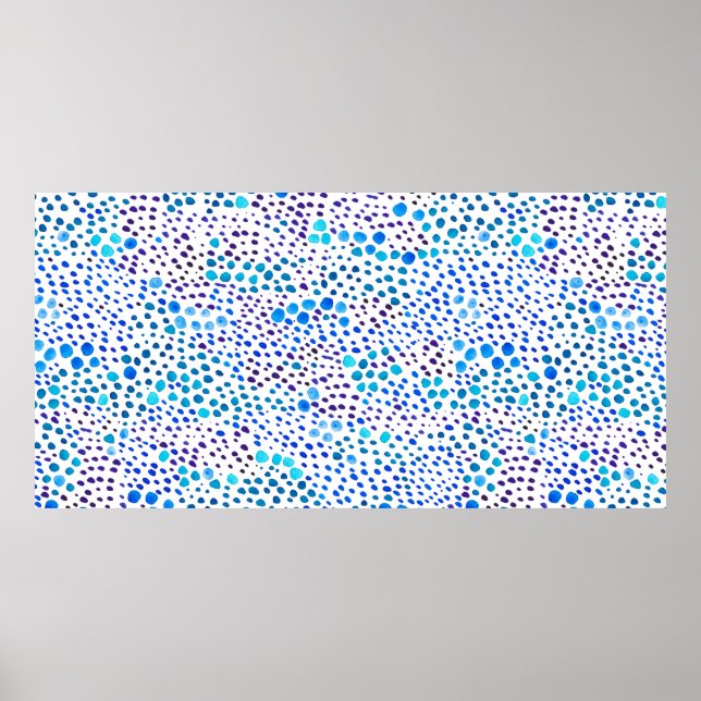 Watercolor seamless pattern with blue spots poster (Front)