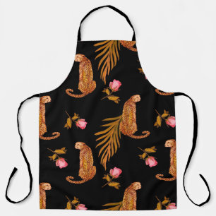 Watercolor seamless pattern with cheetahs apron