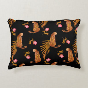 Watercolor seamless pattern with cheetahs decorative cushion