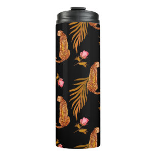 Watercolor seamless pattern with cheetahs thermal tumbler