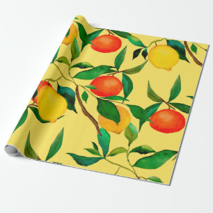 Watercolor seamless pattern with citrus fruits. wrapping paper