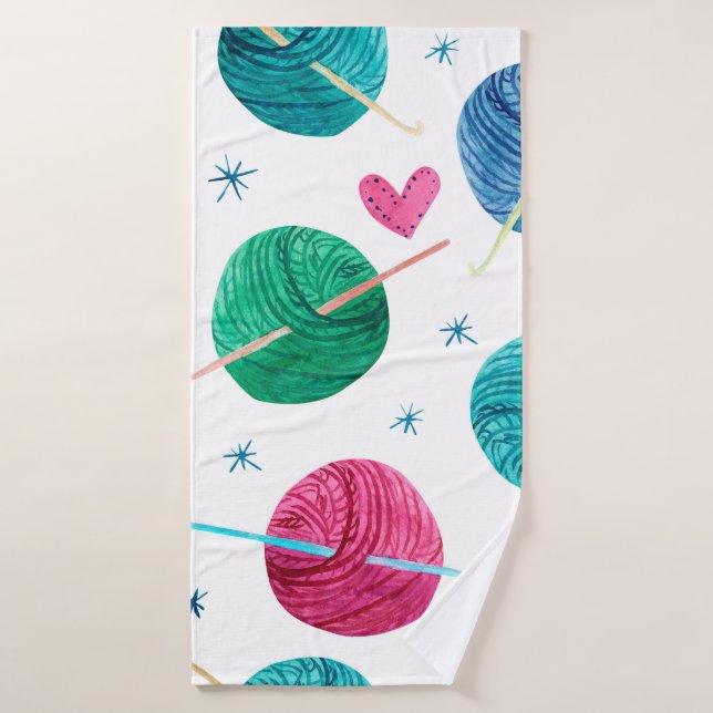 Watercolor seamless pattern with colourful balls o bath towel (Bath Towel)