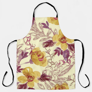 Watercolor Seamless Pattern with Contoured Element Apron