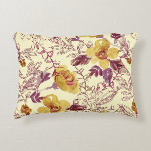Watercolor Seamless Pattern with Contoured Element Decorative Cushion