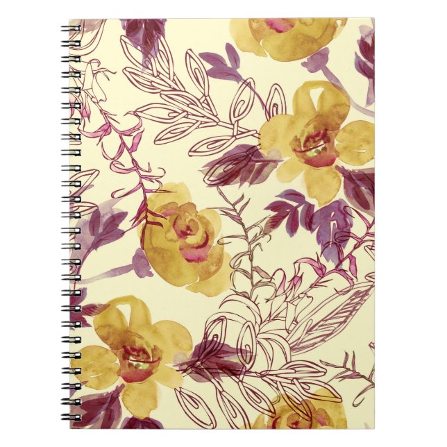 Watercolor Seamless Pattern with Contoured Element Notebook (Front)