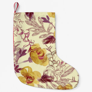Watercolor Seamless Pattern with Contoured Element Small Christmas Stocking